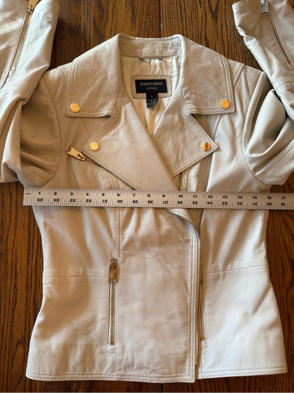 Cream Leather Jacket - Picture 5 of 8